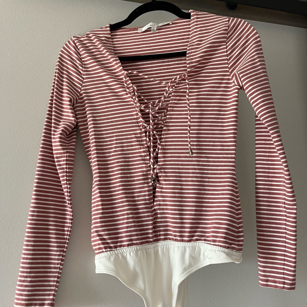 NWOT super cute buttery soft striped body suit size s lovers and friends